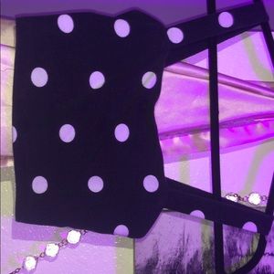 Black and white cute polkadot  crop top